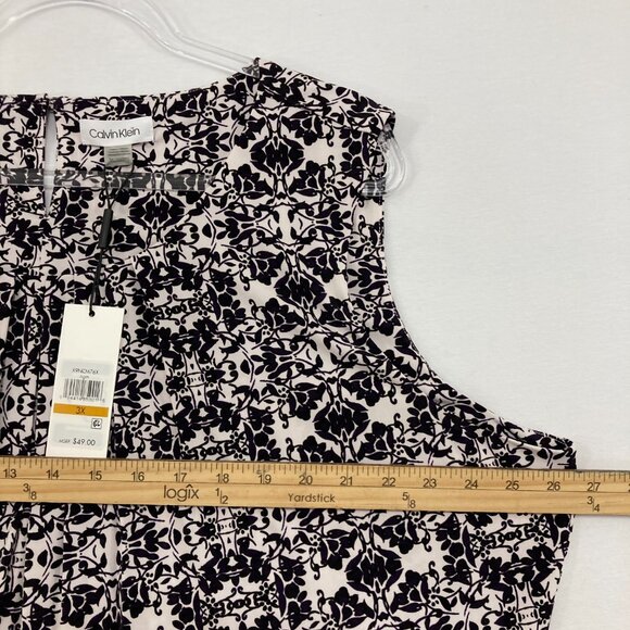 New Calvin Klein size 3X Black White Abstract Sleeveless Knit Stretch Top Office - Picture 6 of 11